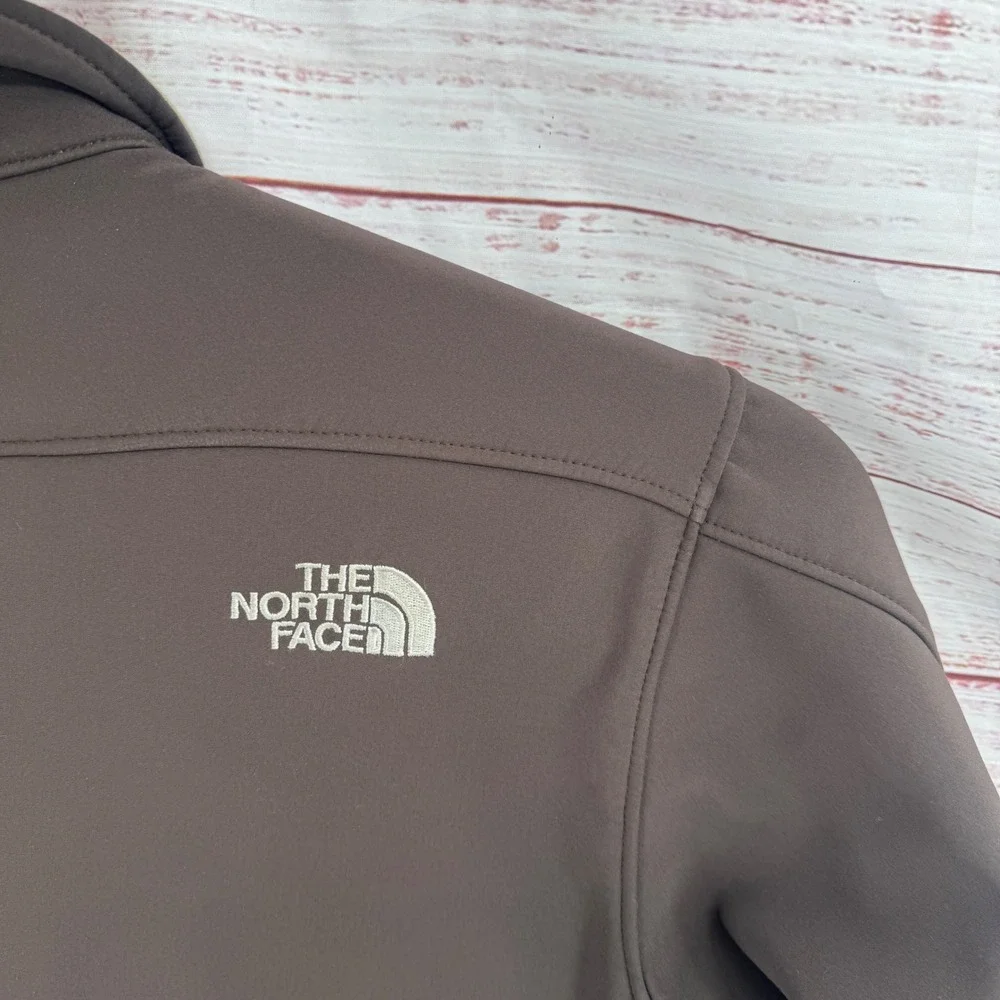 The North Face Jacket Mens Large Apex Bionic Softshell Brown Fleece Lined Zip Up